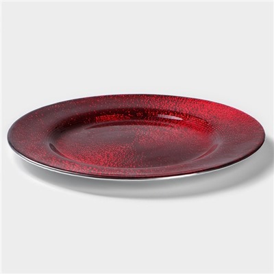 Тарелка стеклянная десертная Magistro «Карамель. Красный», d=21 см, цвет красный
