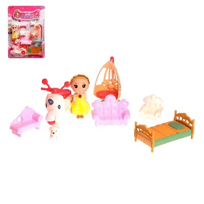 Набор мебели для кукол с малышкой и аксессуарами, уценка