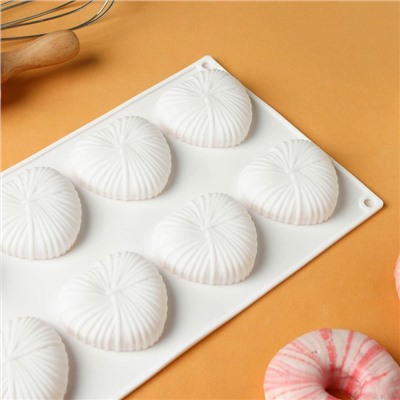 Форма для муссовых десертов и выпечки KONFINETTA «Вязаное сердце», 29,5×17×2 см, 8 ячеек (5,5×6,5×1,5 см), цвет белый