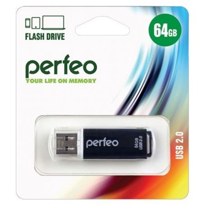 64Gb Perfeo C13 Black USB 2.0 (PF-C13B064)