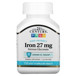 21st Century High-Potency Iron, 27 mg, 110 Easy to Swallow Tablets