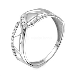 Кольцо из серебра с фианитами родированное 925 пробы К-4044-Р