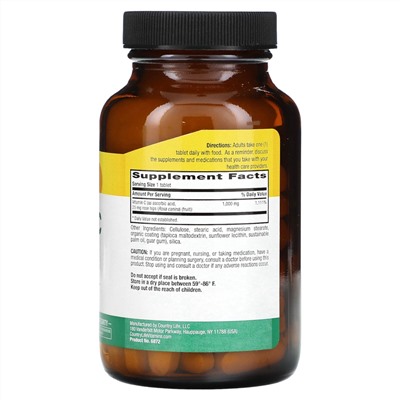 Country Life Витамин С с Шиповником, Пролонгированного Действия - 1000 мг - 90 таблеток - Country Life