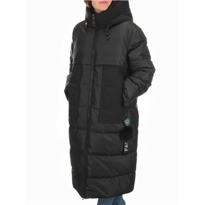 H-9179 BLACK Пальто зимнее женское (200 гр .холлофайбер)