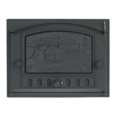 Дверка каминная топочная «Домик в деревне», ДК-2Б, «Рубцовск», 375х300 мм