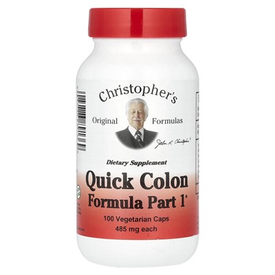 Christopher's Quick Colon Formula, Part 1 - 485 мг - 100 вегетарианских капсул - Christopher's