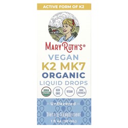 MaryRuth's Органические веганские жидкие капли K2 MK7, без вкуса, 1 жидкая унция (30 мл)