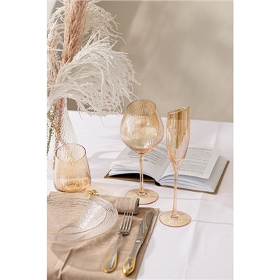 Набор бокалов стеклянных для шампанского Magistro «Иллюзия», 180 мл, 5,5×27,5 см, 2 шт, цвет золотой