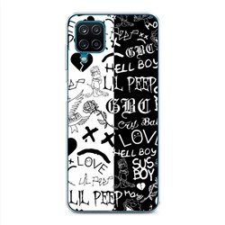 Силиконовый чехол Lil Peep бело-черное на Samsung Galaxy A12