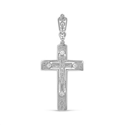 Крест из родированного серебра с фианитами 925 пробы К3-079р
