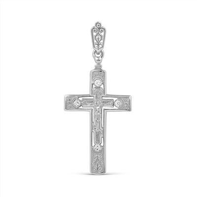 Крест из родированного серебра с фианитами 925 пробы К3-079р