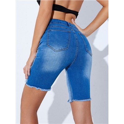 Schmale Denim Shorts zum Schnüren