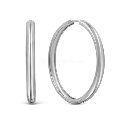 Серьги-конго из серебра родированные - диаметр 3 см