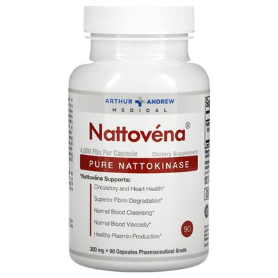 Arthur Andrew Medical Nattovena, Чистый Наттокиназ - 200 мг - 90 капсул - Arthur Andrew Medical