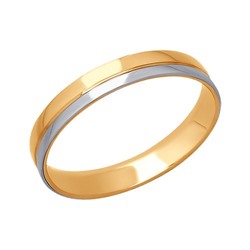 Обручальное кольцо из комбинированного золота с алмазной гранью, 110158