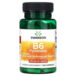 Swanson B6 Пиридоксин - 100 мг - 100 капсул - Swanson