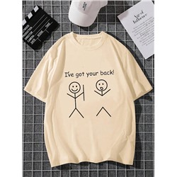 Tween-Jungen 1 Stück Ich werde dich immer unterstützen T-Shirt mit Cartoon- und Buchstaben-Aufdruck, Rundhalsausschnitt, kurzärmelig, Sommer 2024