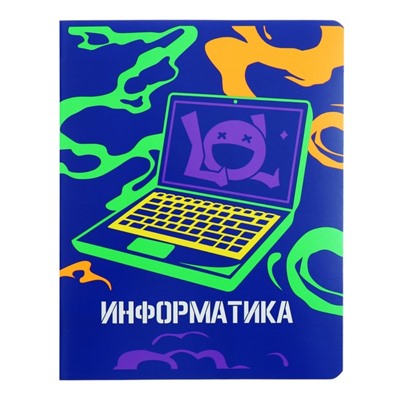 Тетрадь предметная "Неоновые истории", 48 листов в клетку, "Информатика", обложка мелованный картон, ВД-лак, неон, блок офсет