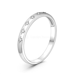 Кольцо узкое серебро звезды с фианитами родированное 925 пробы К-2317рс200