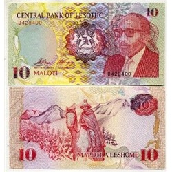 Банкнота 10 малоти 1990 года, Лесото UNC