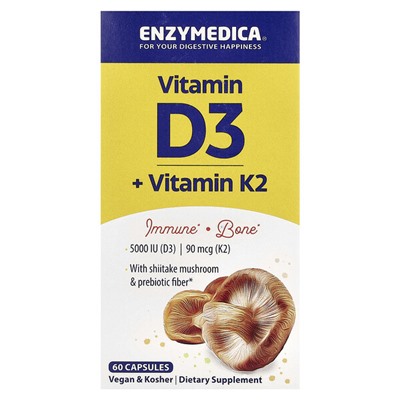 Enzymedica Витамин D3 + Витамин K2 - 60 капсул - Enzymedica