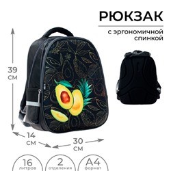 Рюкзак каркасный школьный Calligrata Avocado style, 39 х 30 х 14 см