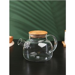 Чайник заварочный с бамбуковой крышкой и металлическим фильтром "Эко" 1 л