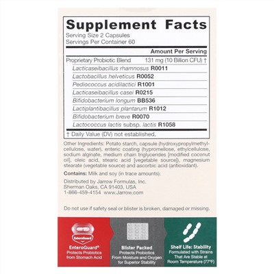 Jarrow Formulas Jarro-Dophilus EPS, 10 миллиардов КОЕ, 120 вегетарианских капсул - Jarrow Formulas