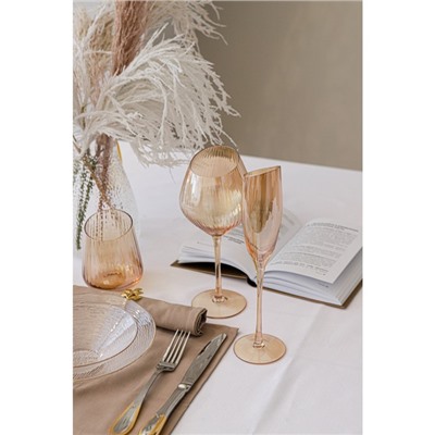 Набор бокалов из стекла для шампанского Magistro «Иллюзия», 180 мл, 5,5×27,5 см, 6 шт, цвет золотой