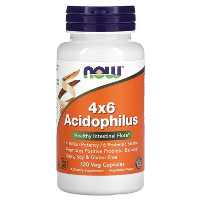 NOW Foods 4x6 Acidophilus, 120 растительных капсул