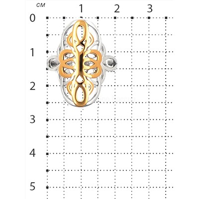Кольцо из родированного серебра с золочением 925 пробы К-1038рз