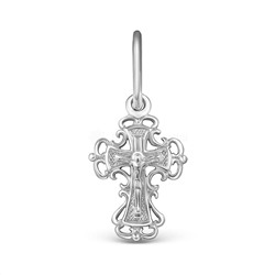 Крест из серебра родированный 925 пробы К3-017р