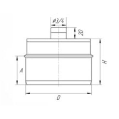 Заглушка с конденсатоотводом, d 180 мм, нержавейка 0.5 мм, штуцер 3/4", внутренняя