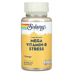 Solaray Timed Release, Мегавитамин B, стресс, 60 растительных капсул