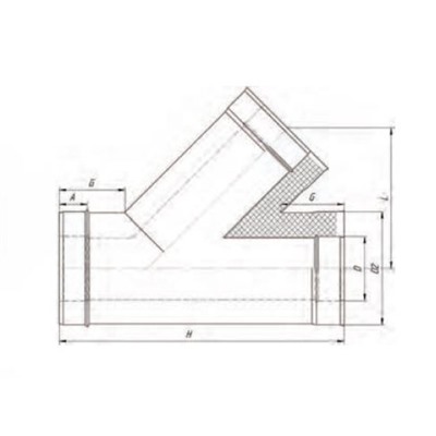 Сэндвич-Тройник 135°, d 120 × 200 мм, нерж/нерж, 1.0 мм/0.5 мм