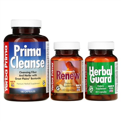 Yerba Prima Women's Renew Internal Cleansing, 3 Part Program, 300 Capsules