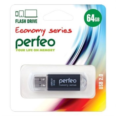 64Gb Perfeo E01 Black Economy Series USB 2.0 (PF-E01B064ES)