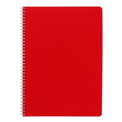 Тетрадь на гребне A4 60 листов в клетку Красная, пластиковая обложка, блок офсет