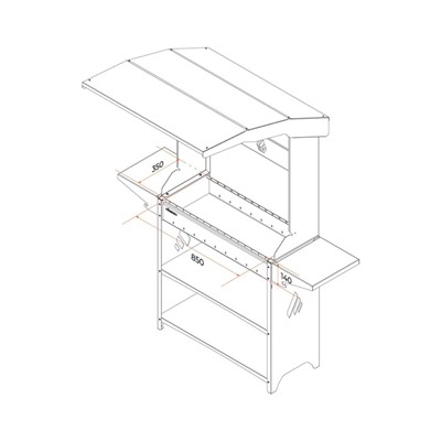 Мангал "Professional Standart Roof PSR3000" с крышей, 158,2 х 102,6 х 201 см, 3 мм, полки