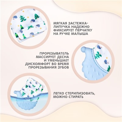 Прорезыватель рукавичка «Ежик», на липучке, цвет МИКС, Крошка Я