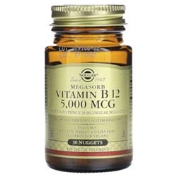 Solgar Megasorb, Vitamin B12, 5,000 mcg, 30 Nuggets