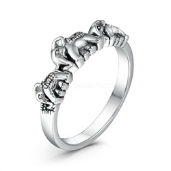 Кольцо из чернёного серебра с марказитами - Слоны 925 пробы HR1469-MAC