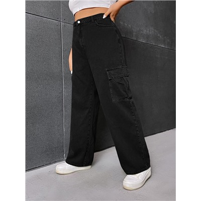 SHEIN EZwear Cargo Jeans mit seitlichen Pattentaschen