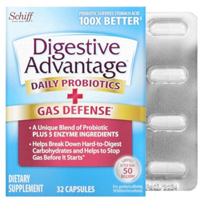 Schiff Digestive Advantage, Ежедневные пробиотики + защита от газов, 32 капсулы
