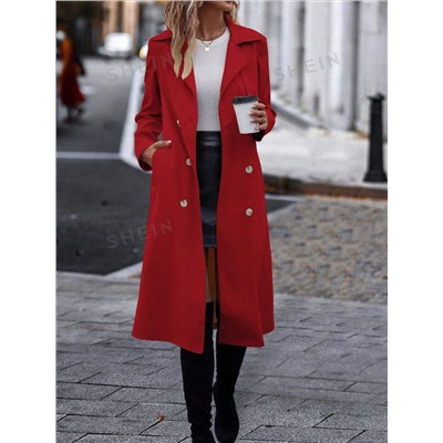 SHEIN Frenchy Trenchcoat mit Revers, doppelten Knopfleisten, Gürtel,