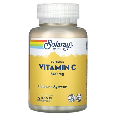 Solaray Буферизованный витамин С, 800 мг, 90 растительных капсул