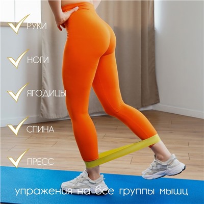 Фитнес-резинка ONLYTOP, 30х5х0,07 см, нагрузка 5 кг, цвет жёлтый