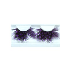 Ресницы "перья" черные в фиолетовый горох