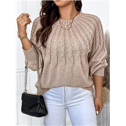 SHEIN Essnce Damen Plus Size Kabelstrick Raglanärmel Langarm Pullover Sweater