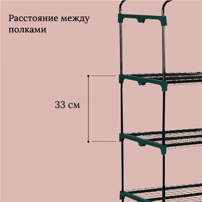 Парник-стеллаж, 5 полок, 193 × 69 × 49 см, металлический каркас d = 16 мм, чехол плёнка 80 мкм, Greengo